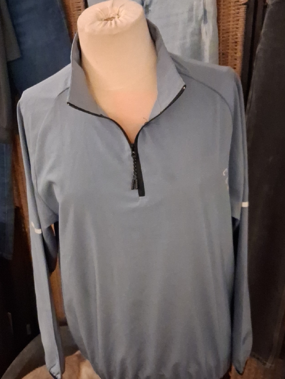 Men's Light Blue Quarter-Zip Reflective Runners Performance Shirt